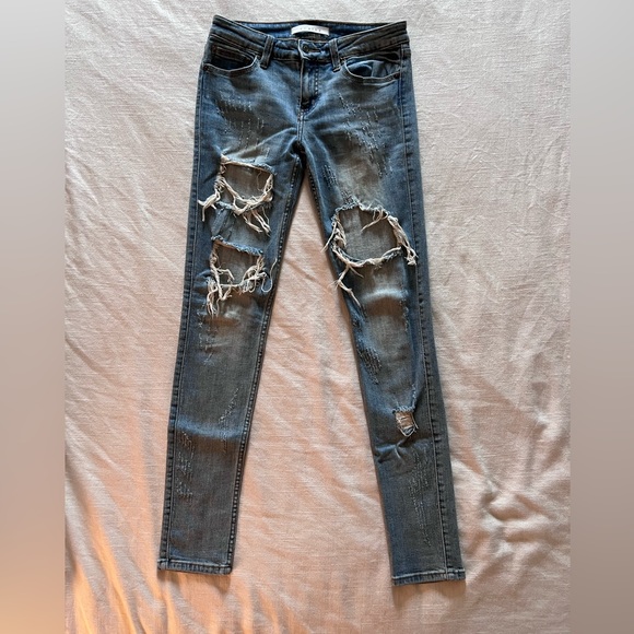 Eunina Lauren Mid Rise Distressed Skinny Jeans - Picture 1 of 5